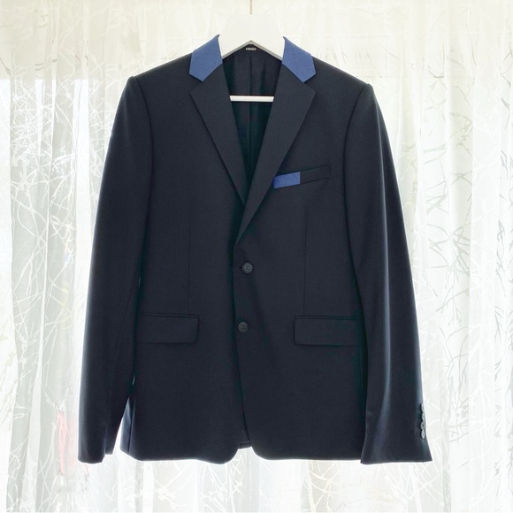 Kenzo Other - KENZO PARIS K FIT NAVY BLUE BUTTON DOWN HOMME WOOL BLAZER COAT